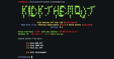 KickThemOut、ネットワークに接続されている厄介なツールを排除する強力な Python ツール